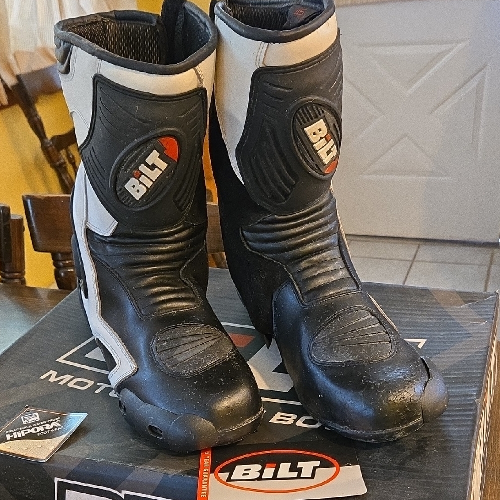 BILT Black and White Women's Motorcycle Boots